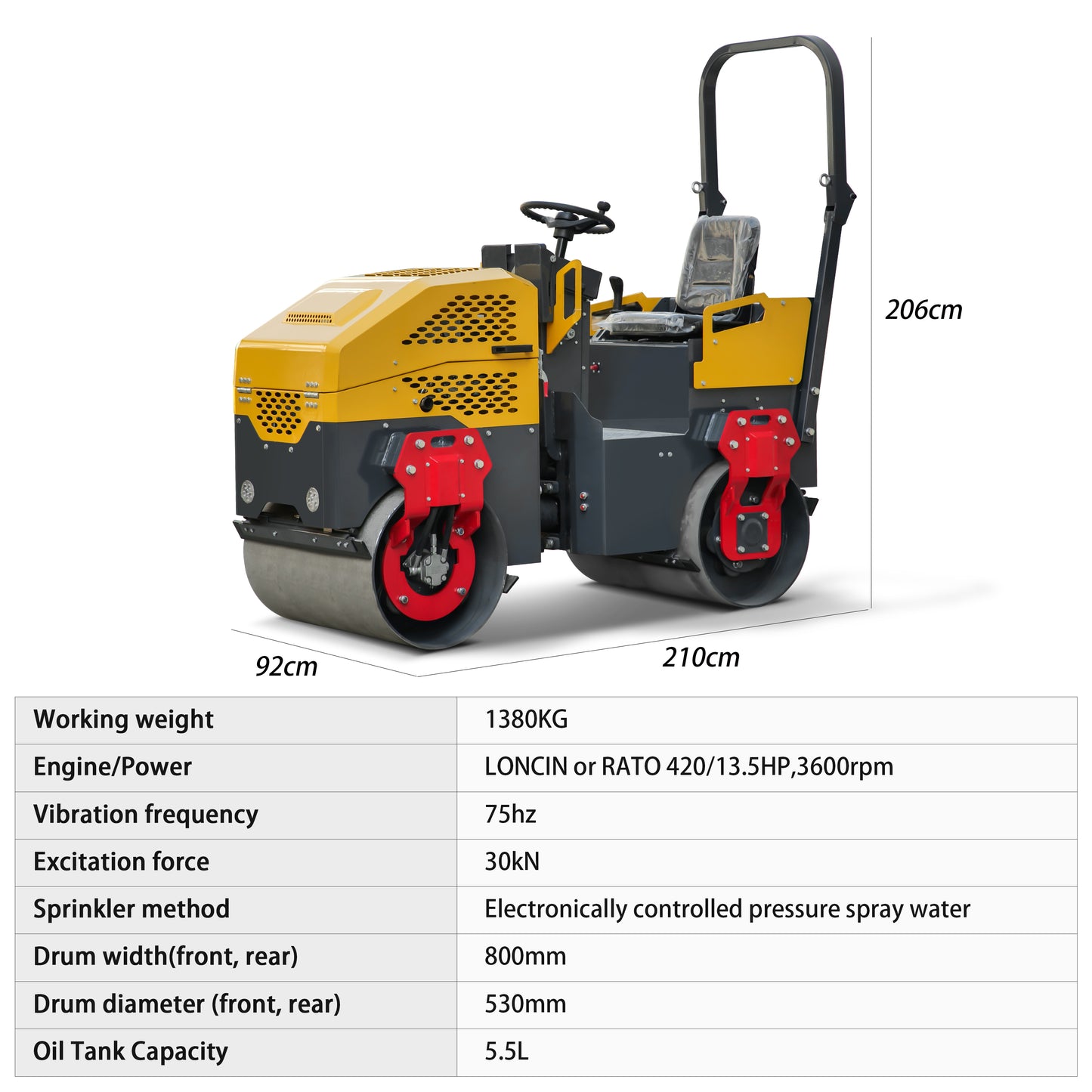 MS1500 Rato Engine 1.5 ton Fully Hydraulic Road Roller, Hydraulic Vibrating, Double Steel Wheel