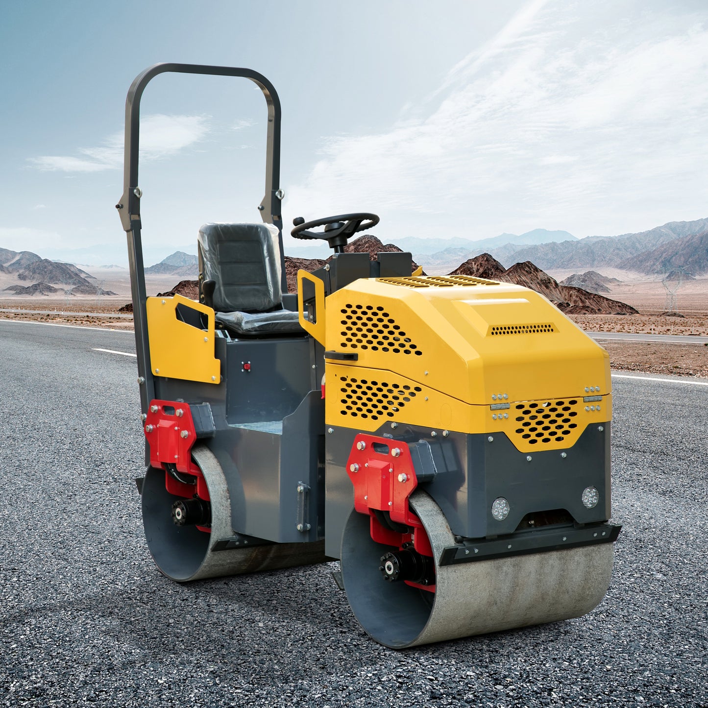 MS1000 Rato Engine 1.0 ton Fully Hydraulic Road Roller, Hydraulic Vibrating, Double Steel Wheel