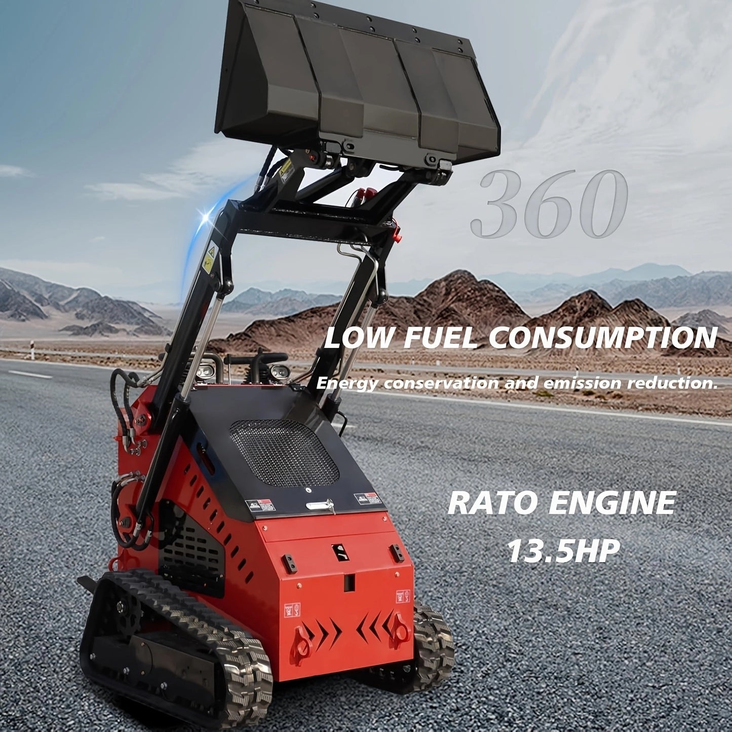 MS360 13.5HP,730Kg Mini Stand On Skid Steer Track Loader