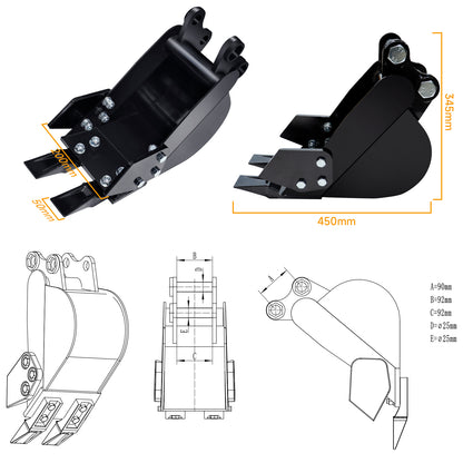 MMS 200mm Narrow Bucket Attachment for Mini Excavator Digger