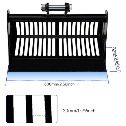 MMS 600mm/800mm Sand Bucket Attachment for Mini Excavator Digger