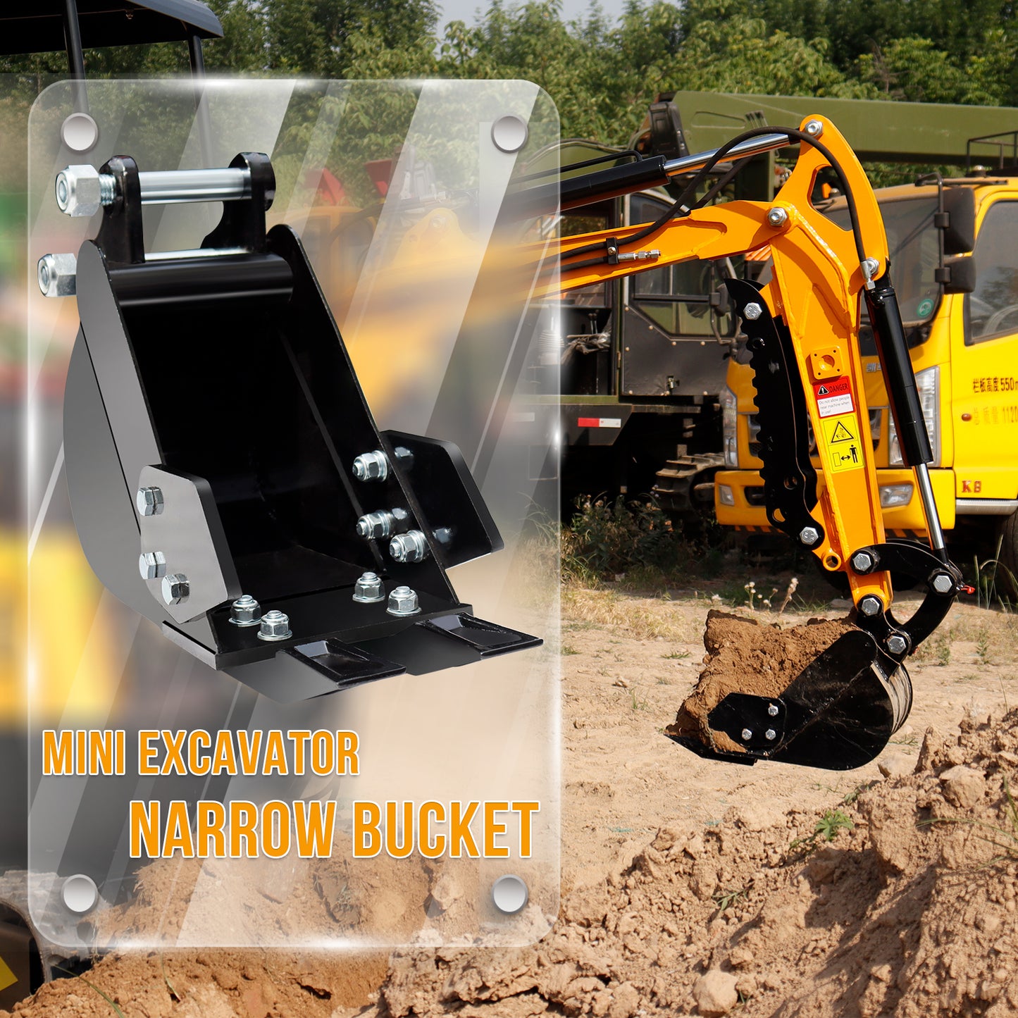 MMS 200mm Narrow Bucket Attachment for Mini Excavator Digger