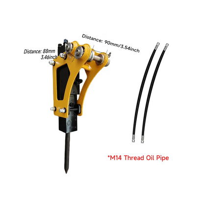 MMS Hammer Breaker, Hydraulic Concrete Breaking, Rock Chiseling, Powerful Drilling Tool for 0.8-1 Ton Mini Excavator