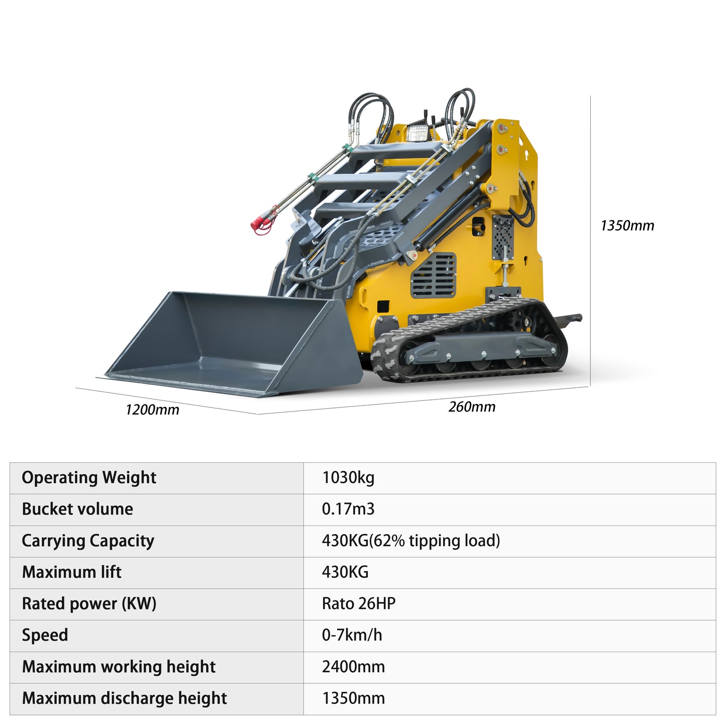 MS430Y 26 HP, Three-pump Three-valve Mini Stand On Skid Steer Track Loader