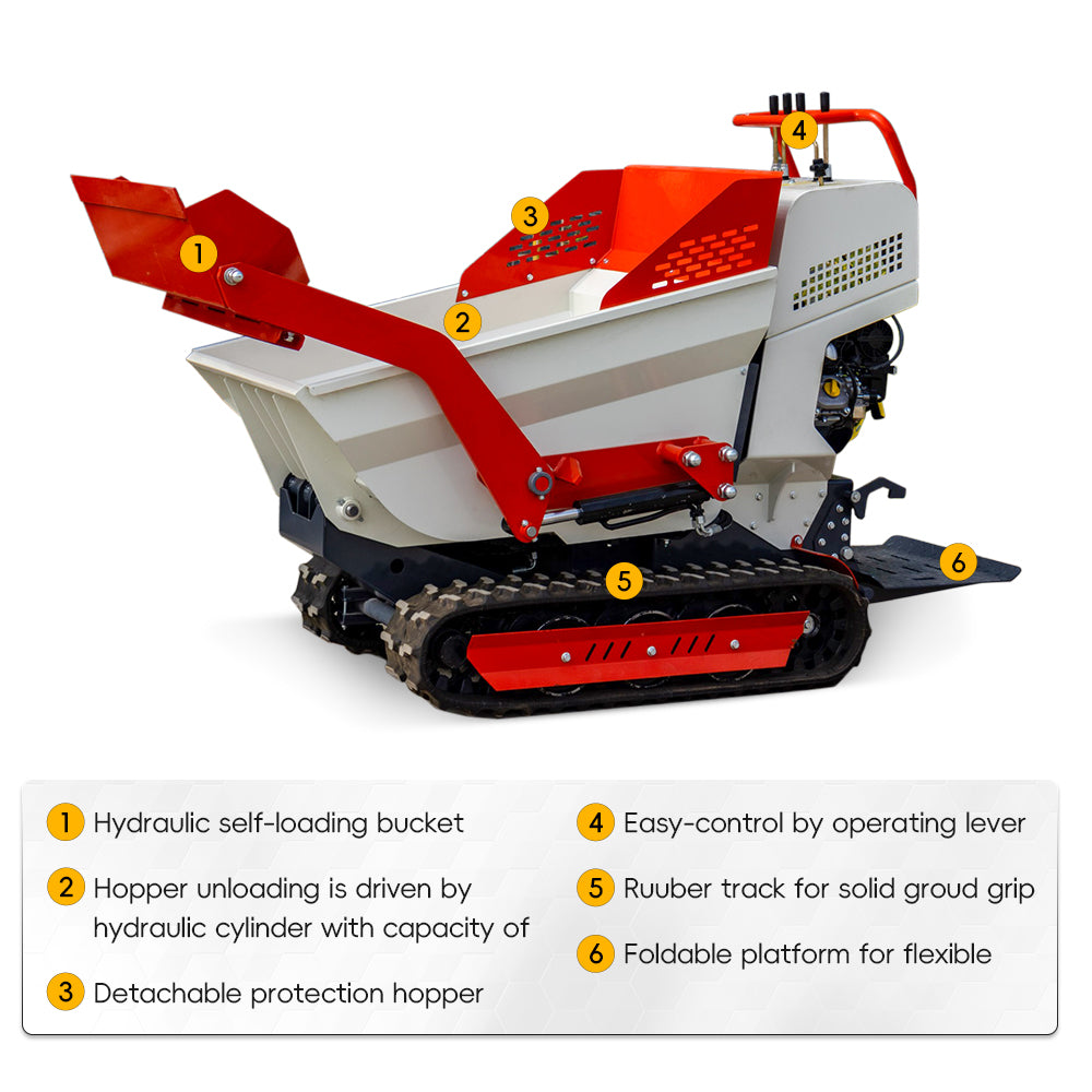 MS5050 6.5HP, 1100Lbs Load Capacity Mini Crawler Dumper, B&S Engine