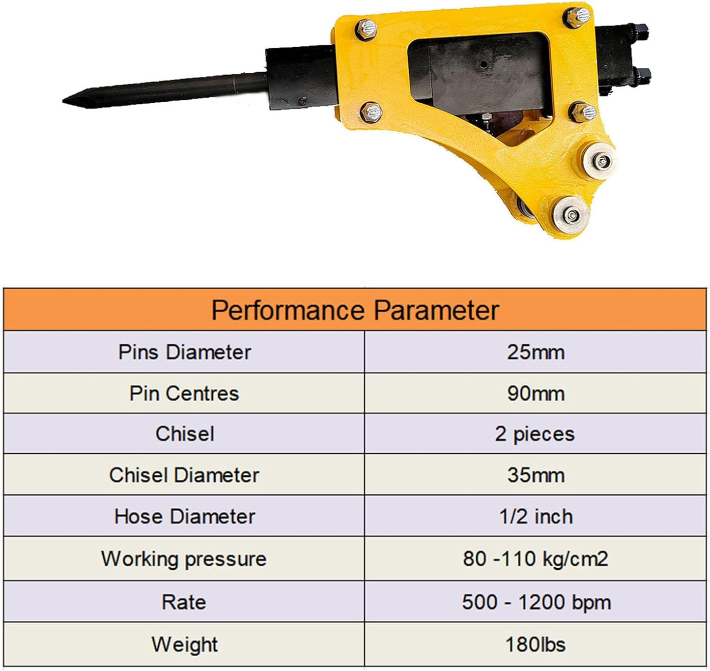 MMS Hammer Breaker, Hydraulic Concrete Breaking, Rock Chiseling, Powerful Drilling Tool for 0.8-1 Ton Mini Excavator