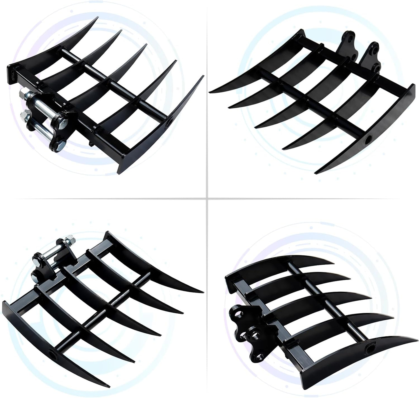 MMS Rake Metal Wide Backhoe Rake Attachment for Mini Excavator Digger