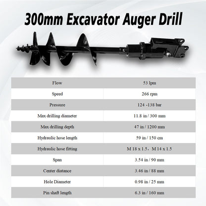 MMS 200mm/300mm Auger Hydraulic Driven Suitable for Drilling and Digging Holes with 0.8-2 Tons Mini Excavators